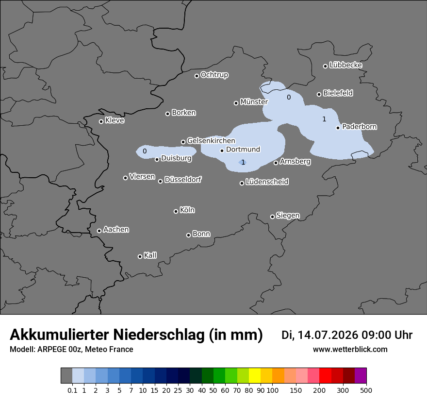 Modellkarte ARPEGE – tot_prec – nrw