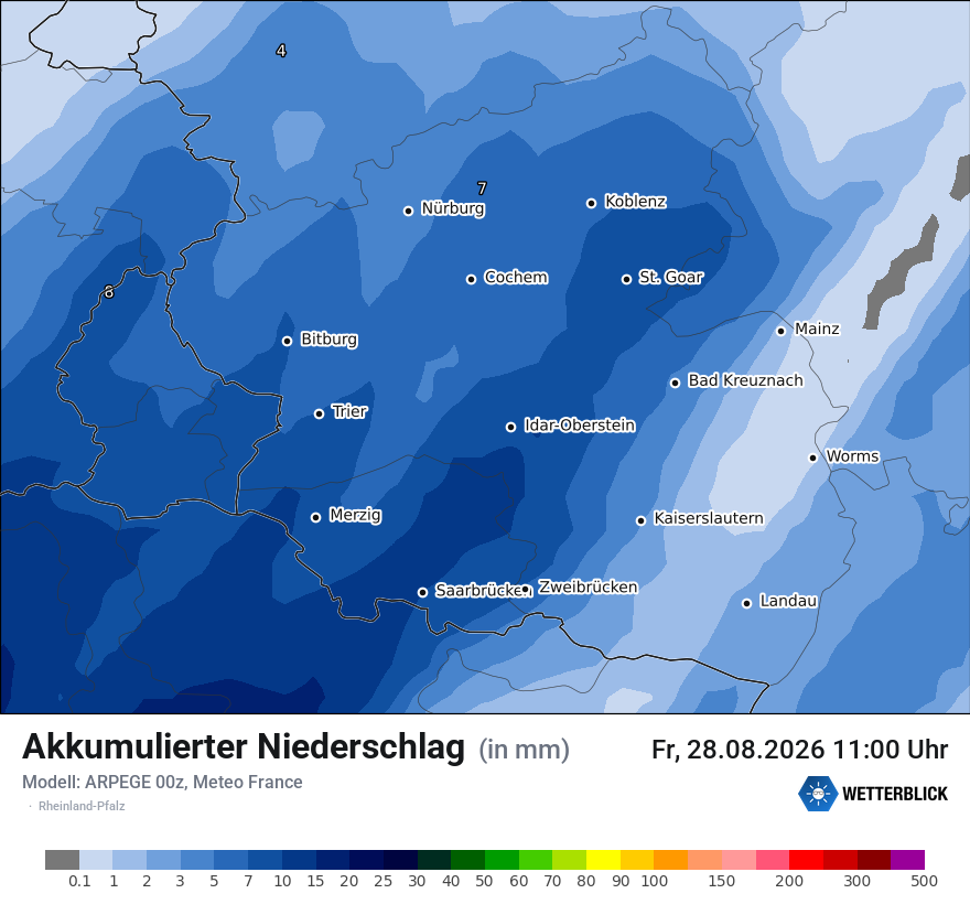 Modellkarte ARPEGE – tot_prec – rp