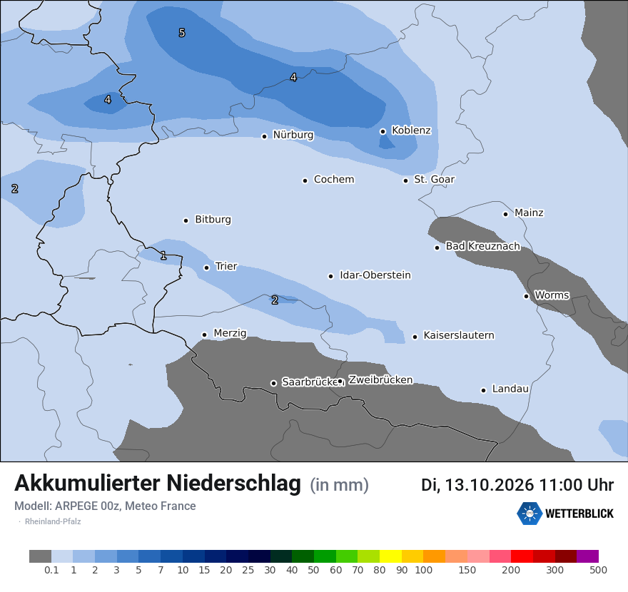 Modellkarte ARPEGE – tot_prec – rp
