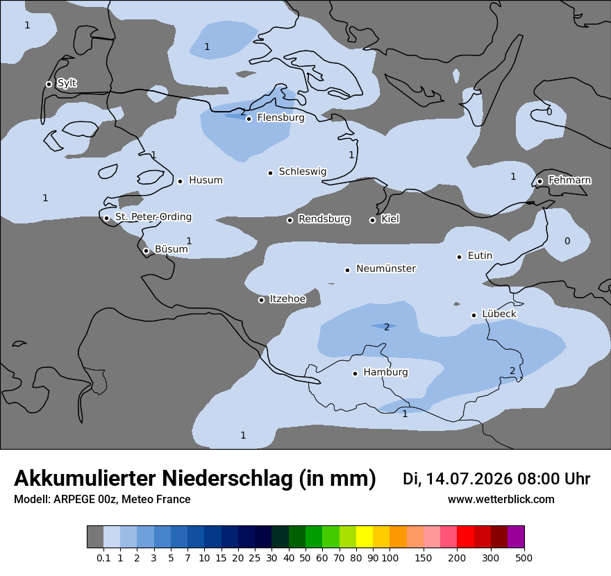 Modellkarte ARPEGE – tot_prec – sh