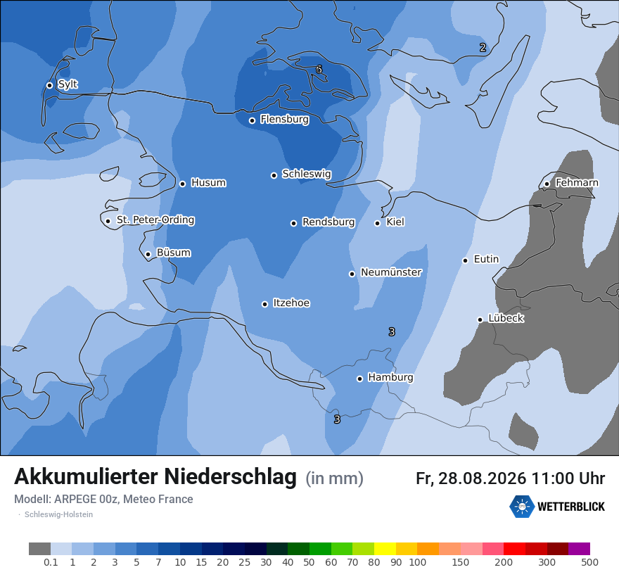 Modellkarte ARPEGE – tot_prec – sh