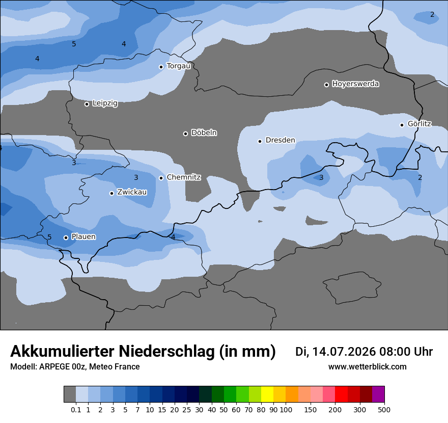 Modellkarte ARPEGE – tot_prec – sn