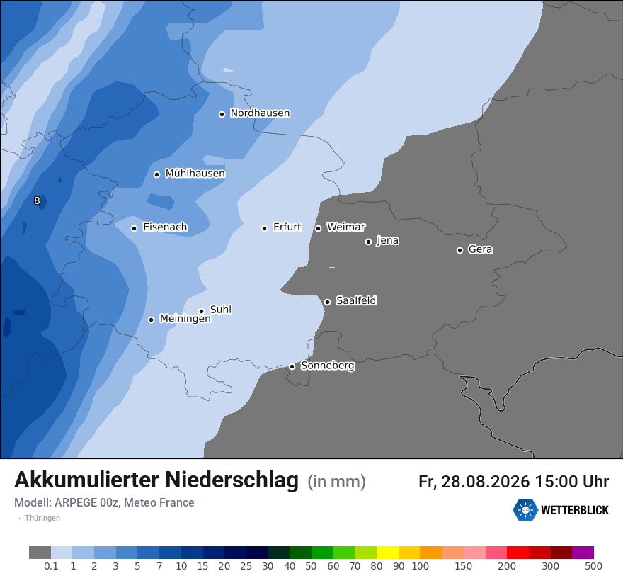 Modellkarte ARPEGE – tot_prec – th