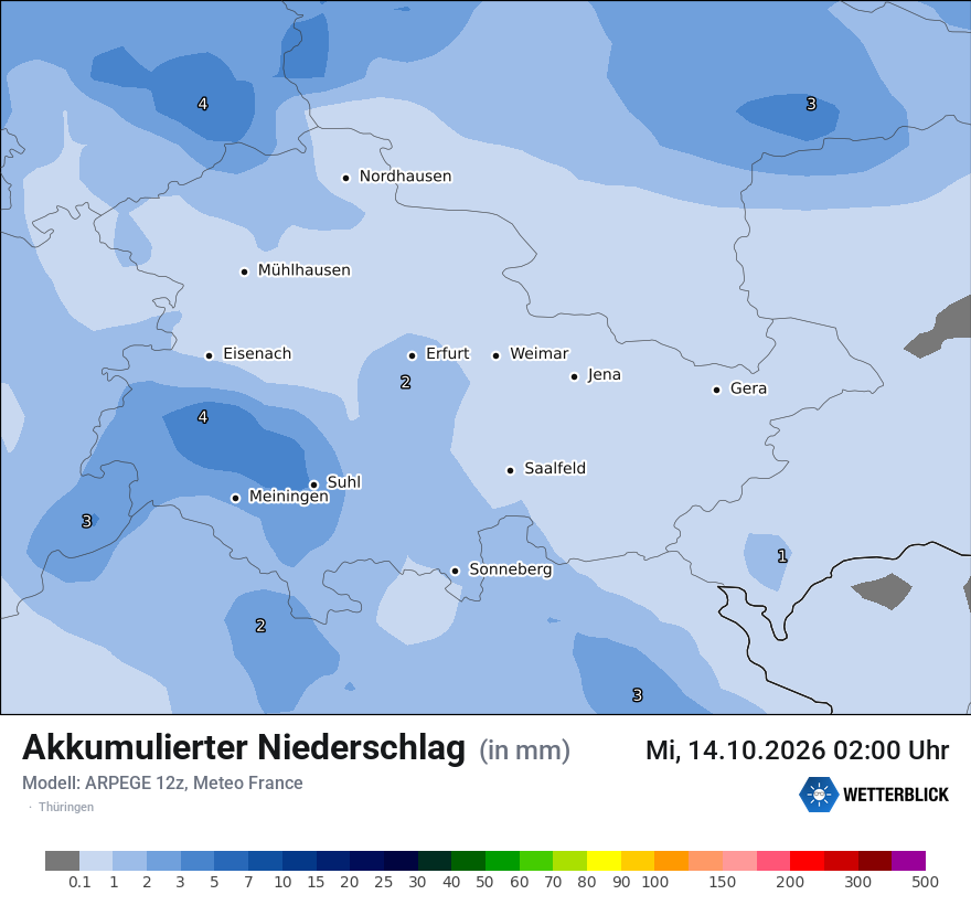 Modellkarte ARPEGE – tot_prec – th