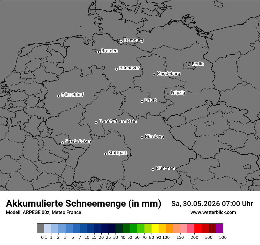 Modellkarte ARPEGE – tot_prec_snow – deutschland