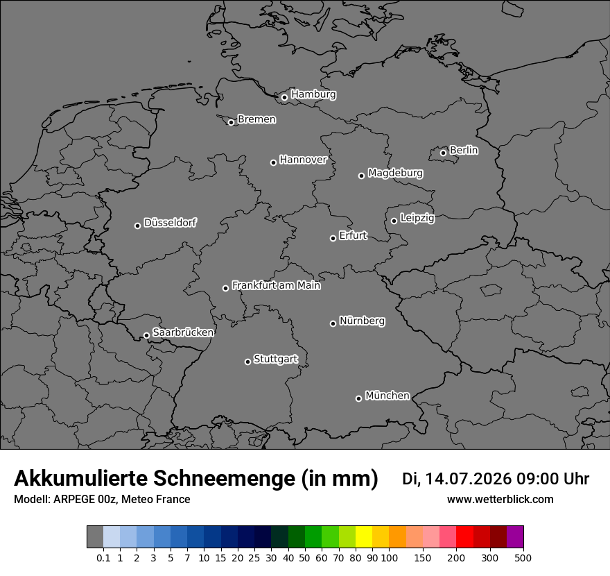 Modellkarte ARPEGE – tot_prec_snow – deutschland
