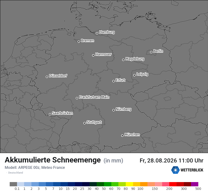 Modellkarte ARPEGE – tot_prec_snow – deutschland