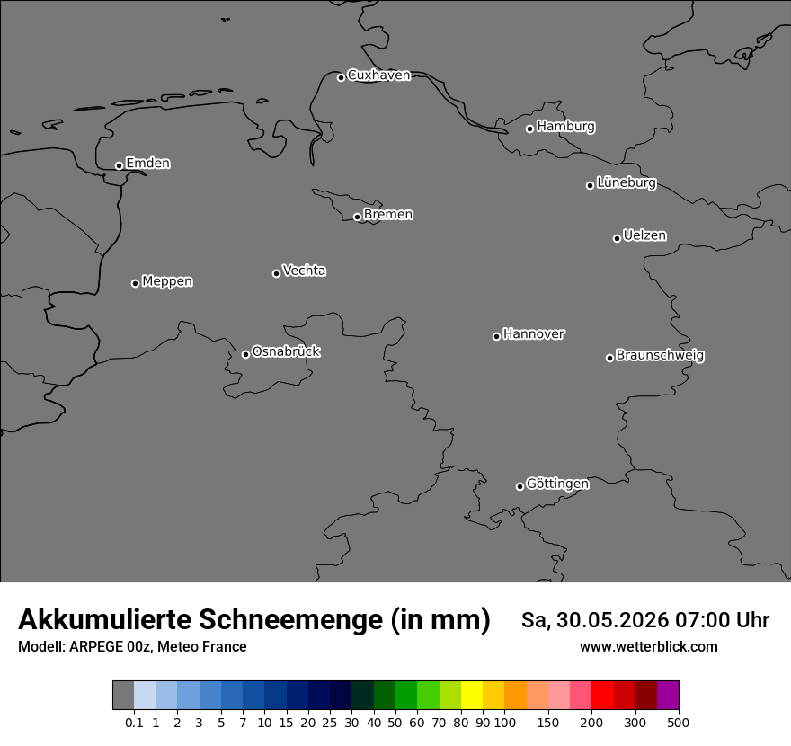 Modellkarte ARPEGE – tot_prec_snow – ni