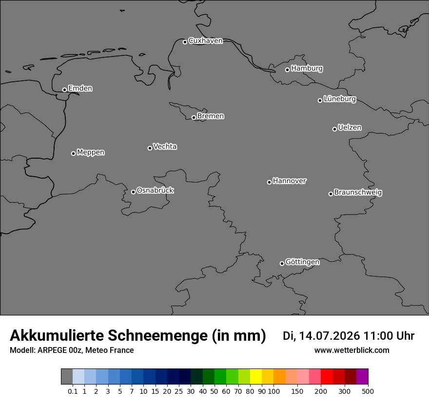 Modellkarte ARPEGE – tot_prec_snow – ni