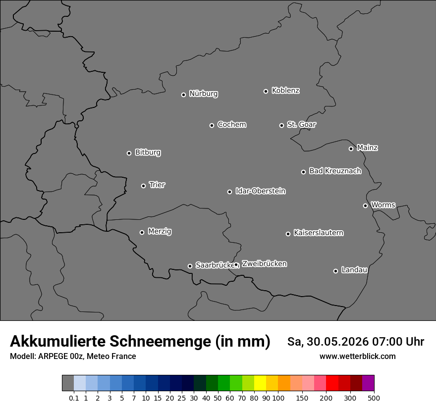 Modellkarte ARPEGE – tot_prec_snow – rp
