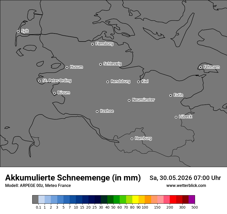 Modellkarte ARPEGE – tot_prec_snow – sh