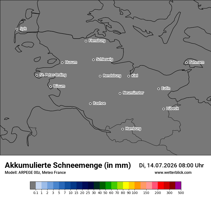 Modellkarte ARPEGE – tot_prec_snow – sh