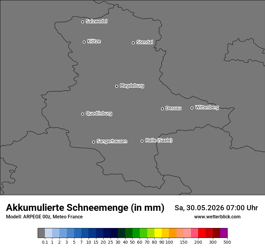 Modellkarte ARPEGE – tot_prec_snow – st