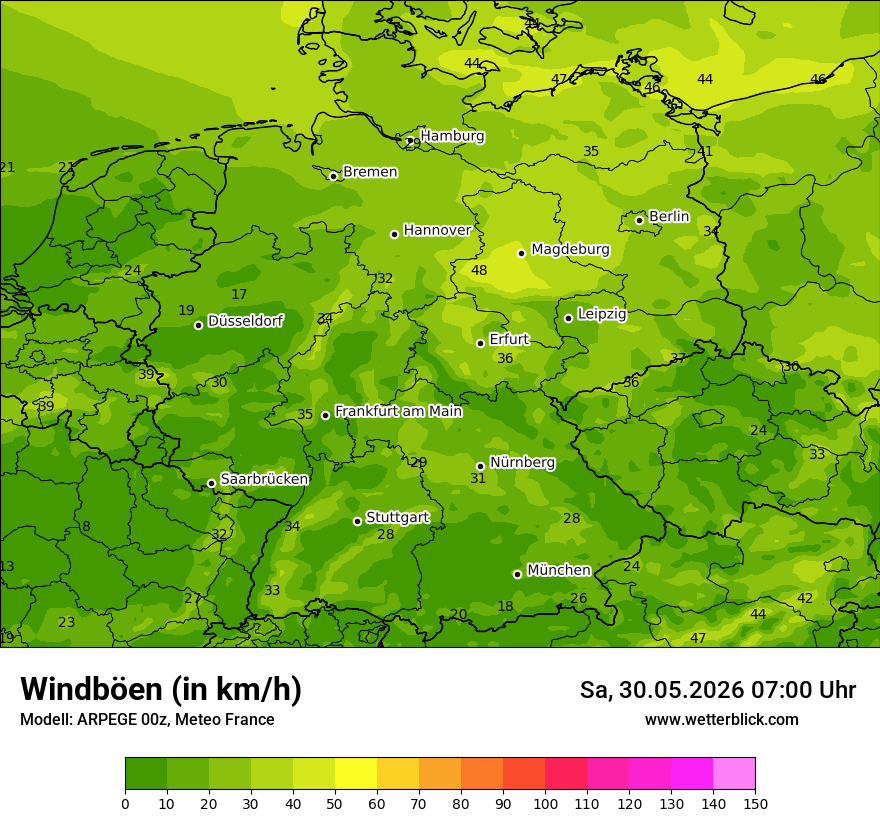 Modellkarte ARPEGE – vmax – deutschland