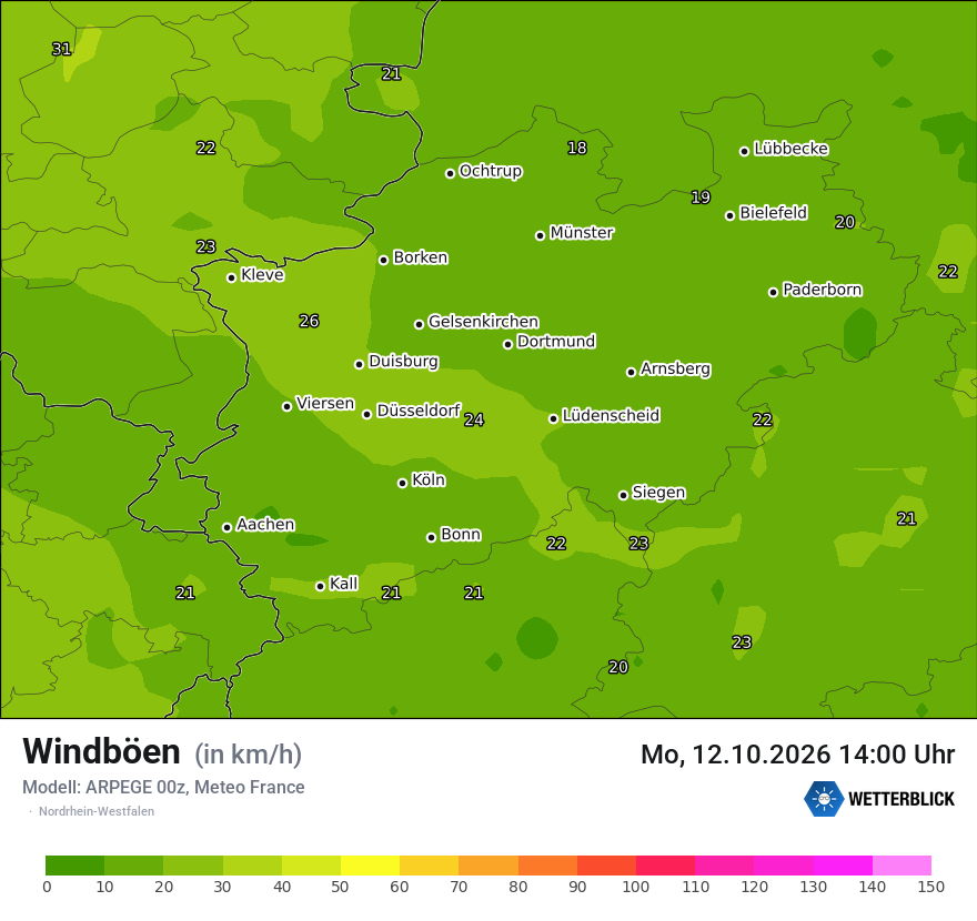 Modellkarte ARPEGE – vmax – nrw