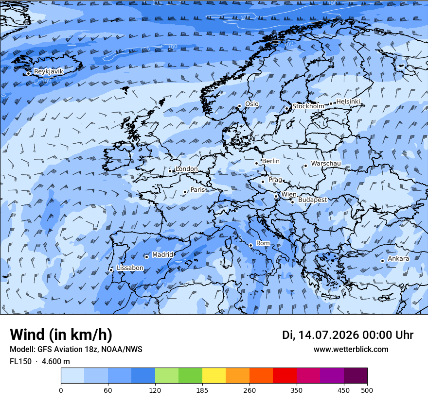 Flugwetter wind fl150