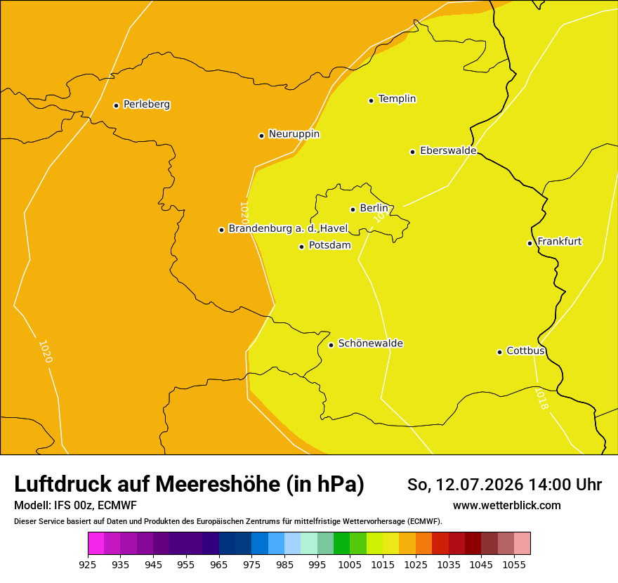 Modellkarte ECMWF – pmsl – bb