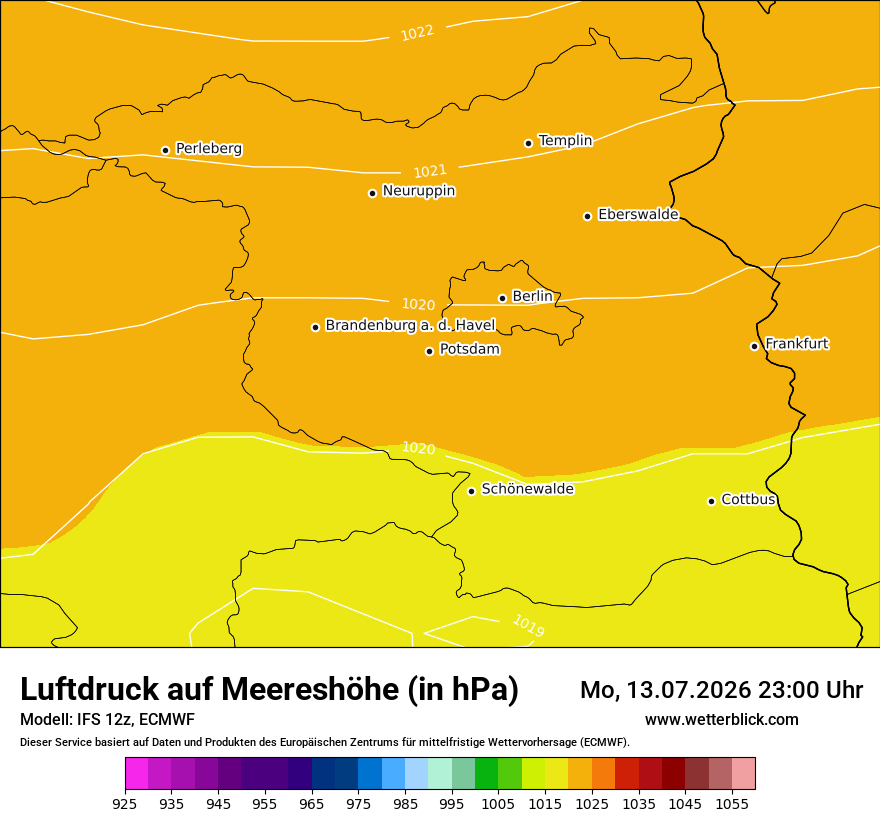 Modellkarte ECMWF – pmsl – bb