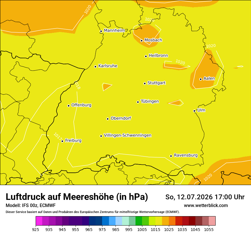 Modellkarte ECMWF – pmsl – bw
