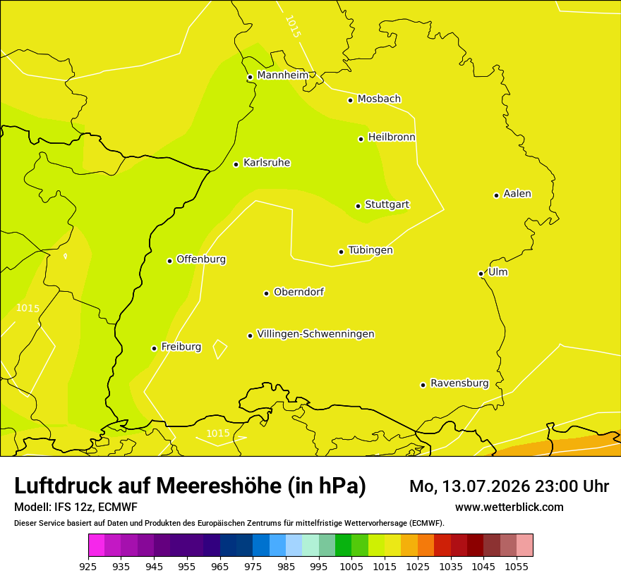 Modellkarte ECMWF – pmsl – bw