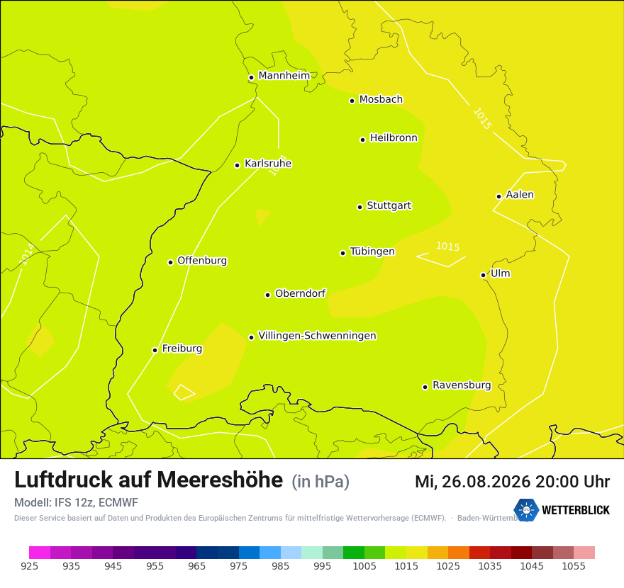 Modellkarte ECMWF – pmsl – bw
