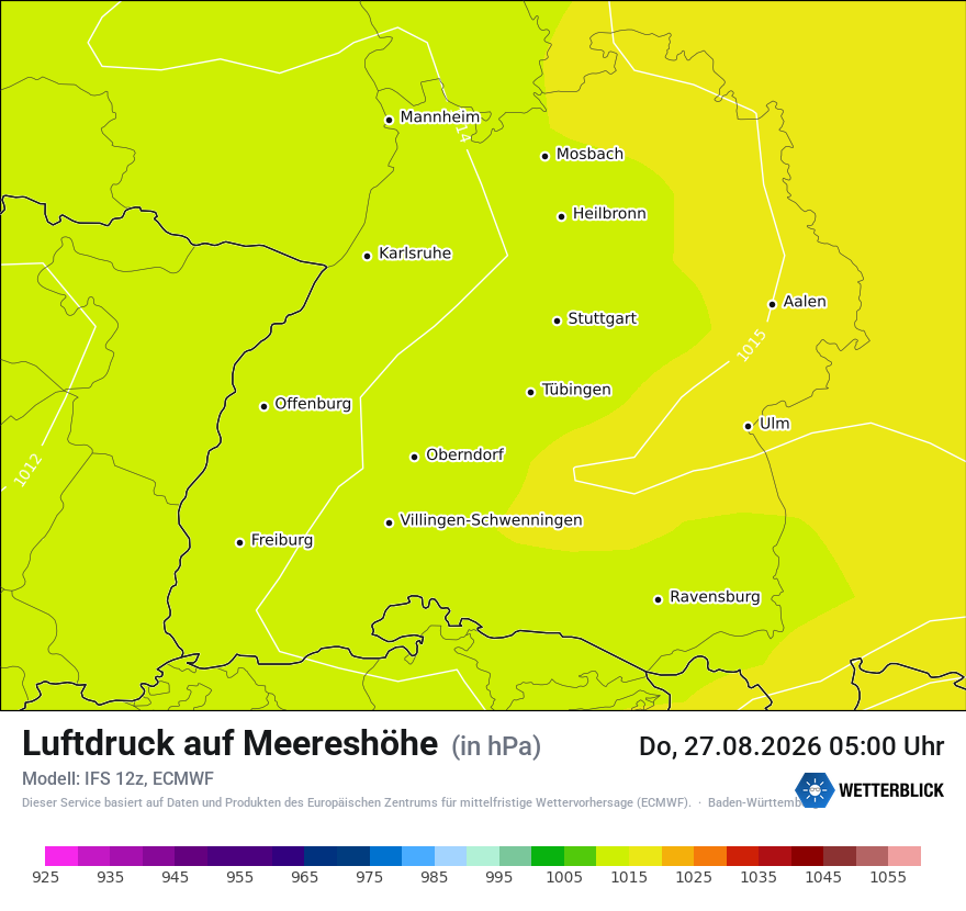 Modellkarte ECMWF – pmsl – bw