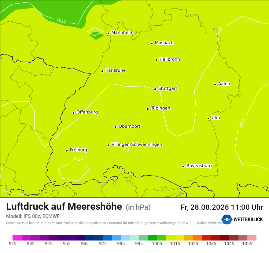 Modellkarte ECMWF – pmsl – bw