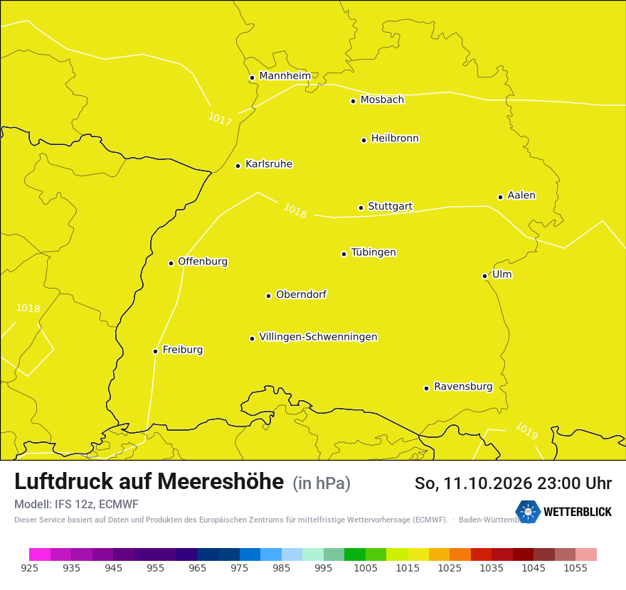 Modellkarte ECMWF – pmsl – bw