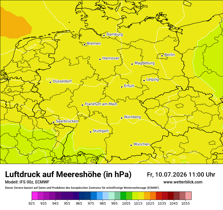 Modellkarte ECMWF – pmsl – deutschland