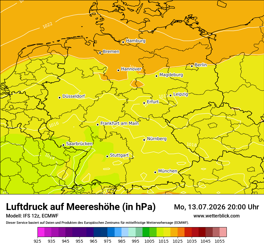 Modellkarte ECMWF – pmsl – deutschland