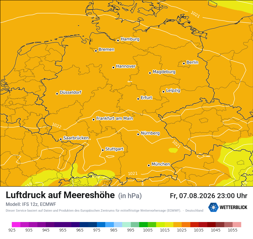 Modellkarte ECMWF – pmsl – deutschland