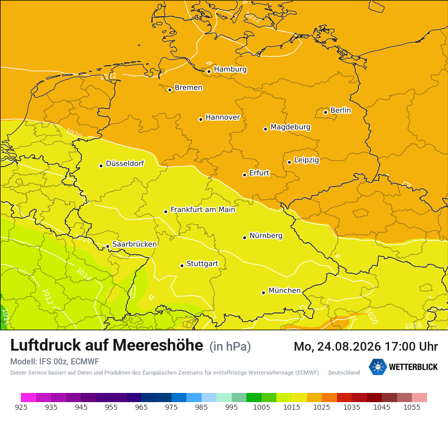 Modellkarte ECMWF – pmsl – deutschland