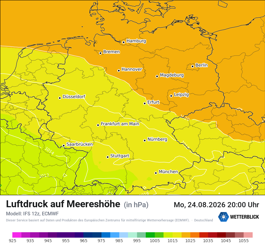 Modellkarte ECMWF – pmsl – deutschland