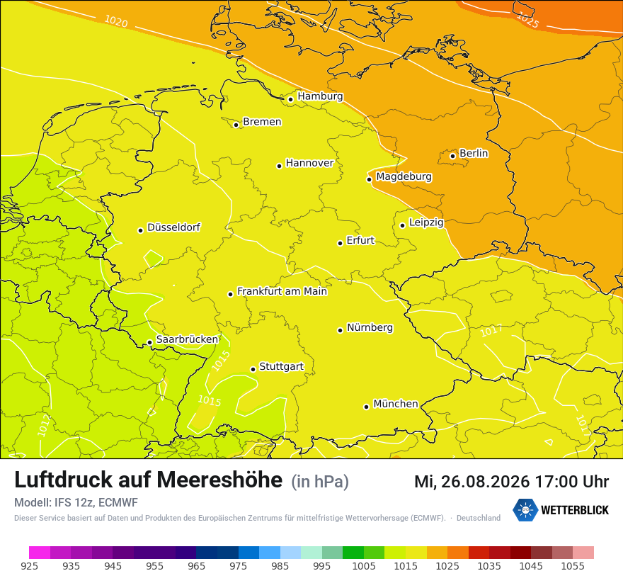 Modellkarte ECMWF – pmsl – deutschland
