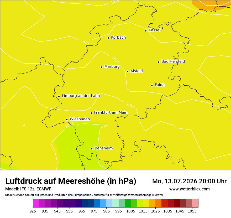 Modellkarte ECMWF – pmsl – he