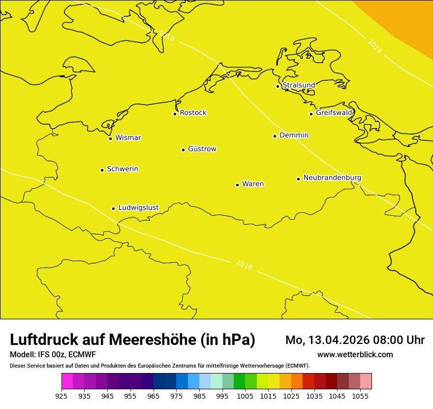 Modellkarte ECMWF – pmsl – mv