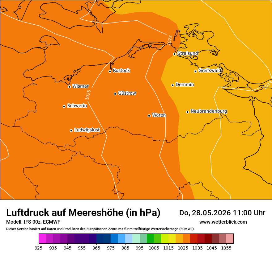 Modellkarte ECMWF – pmsl – mv