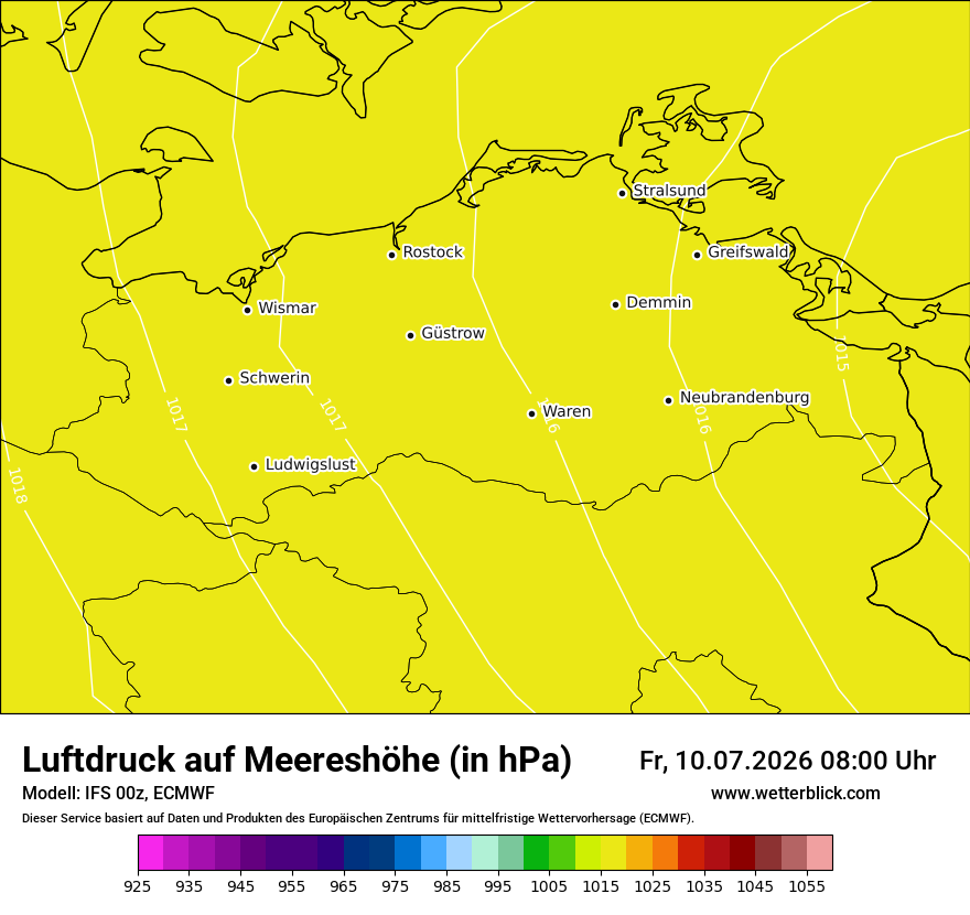 Modellkarte ECMWF – pmsl – mv