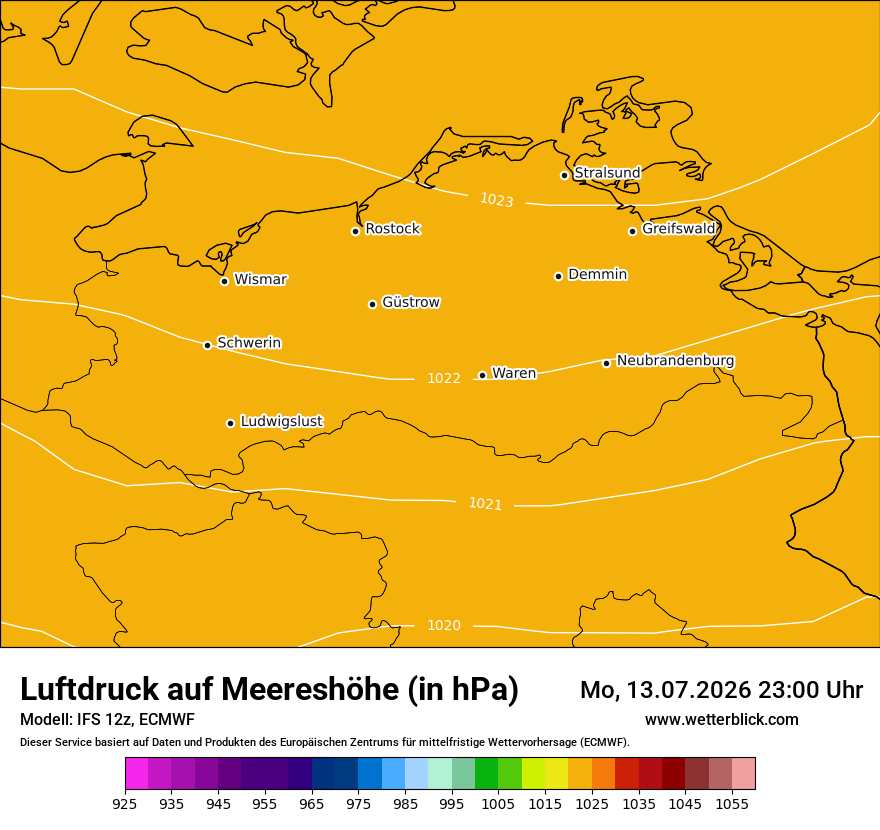 Modellkarte ECMWF – pmsl – mv