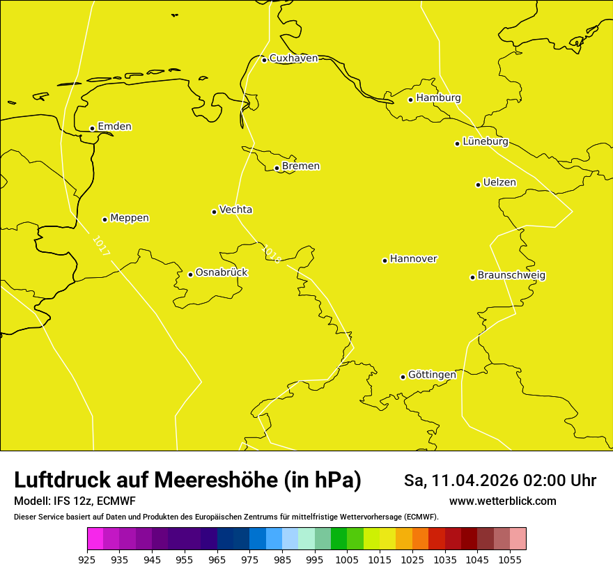 Modellkarte ECMWF – pmsl – ni