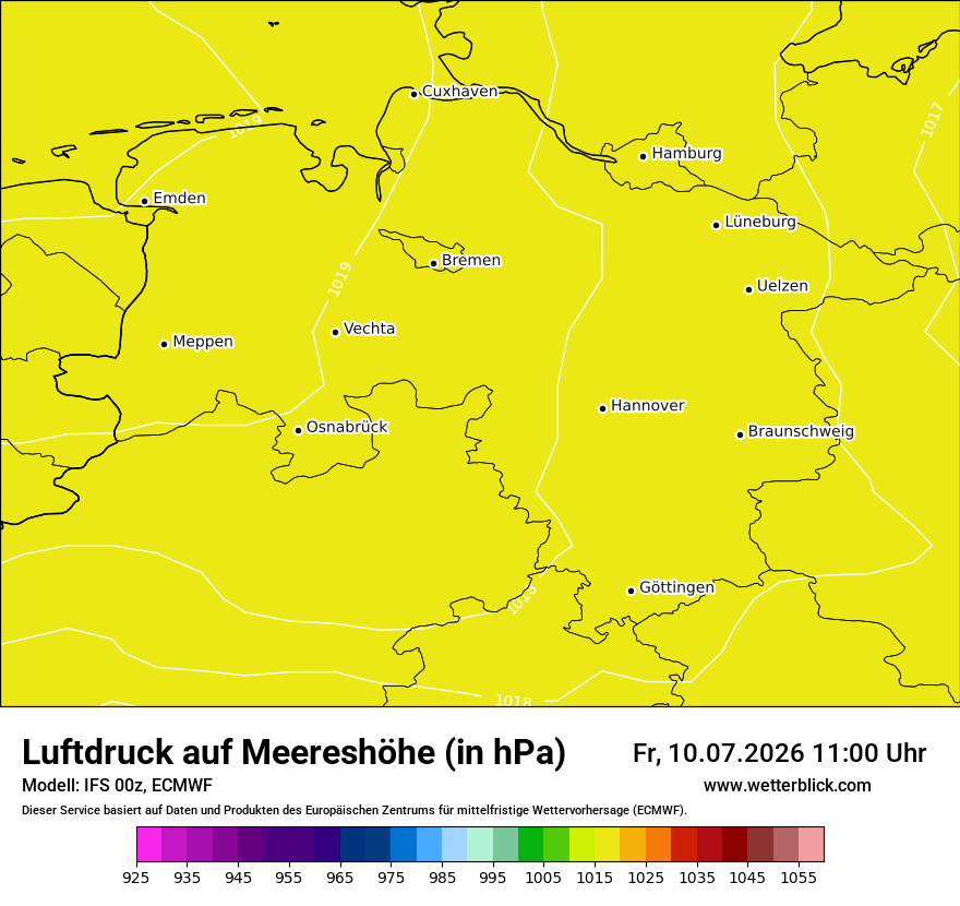 Modellkarte ECMWF – pmsl – ni