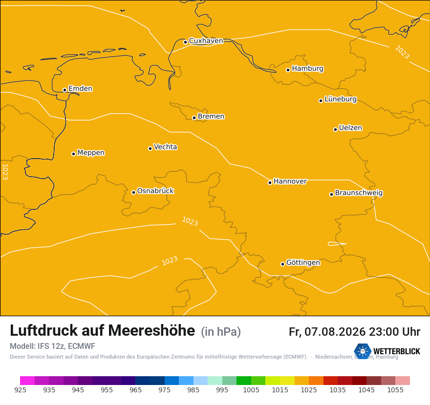 Modellkarte ECMWF – pmsl – ni
