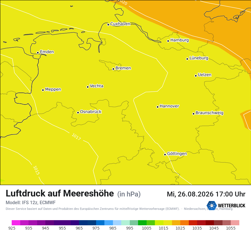 Modellkarte ECMWF – pmsl – ni