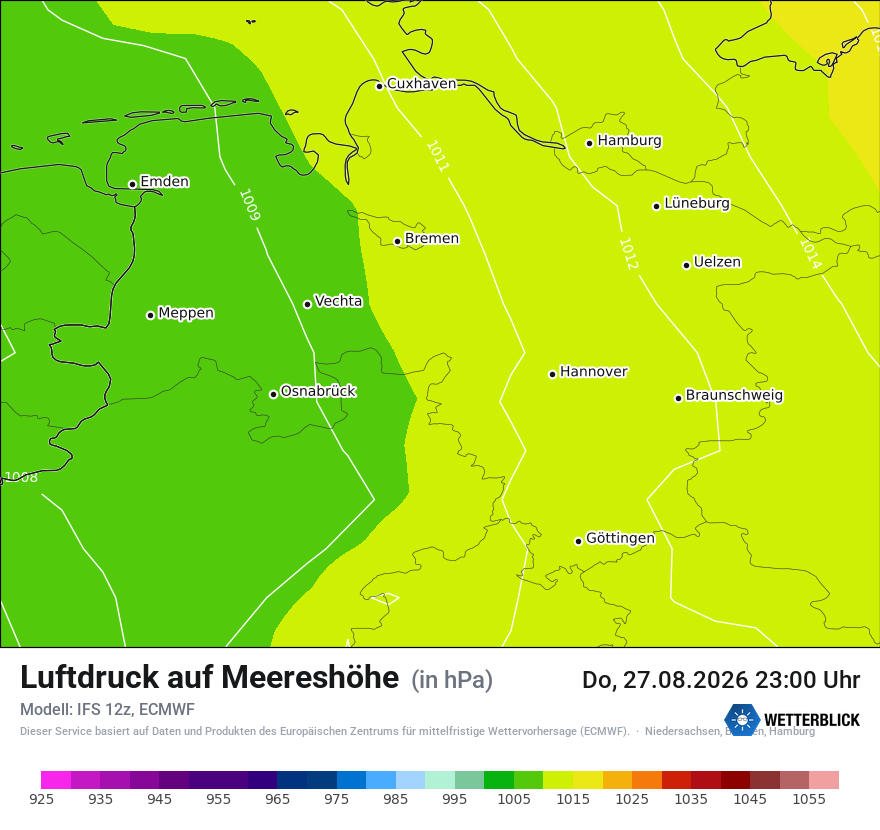 Modellkarte ECMWF – pmsl – ni
