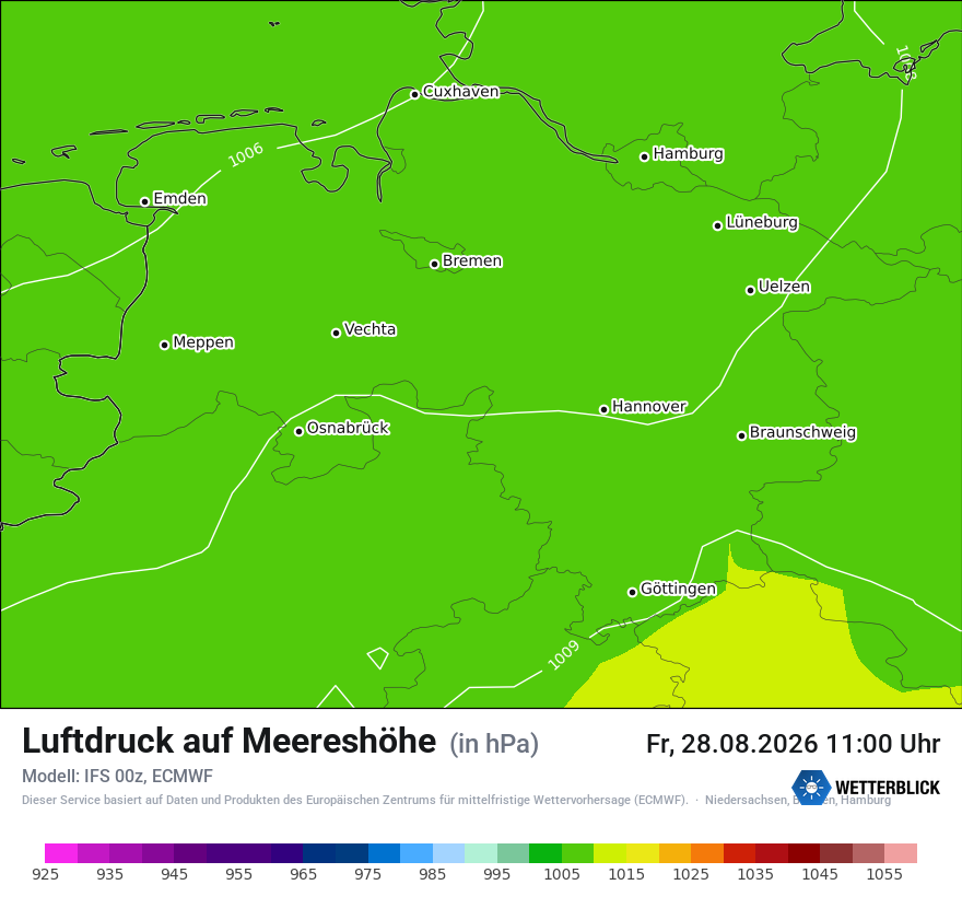 Modellkarte ECMWF – pmsl – ni