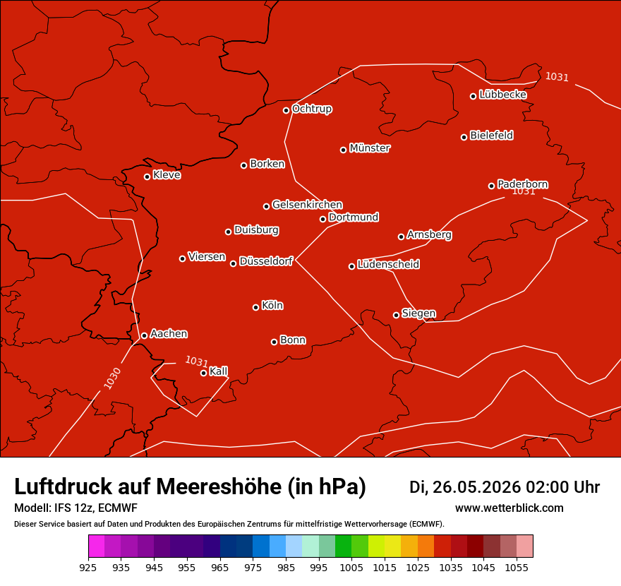 Modellkarte ECMWF – pmsl – nrw