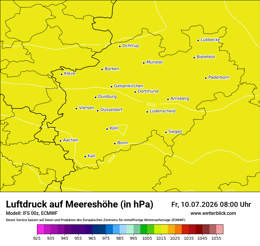 Modellkarte ECMWF – pmsl – nrw
