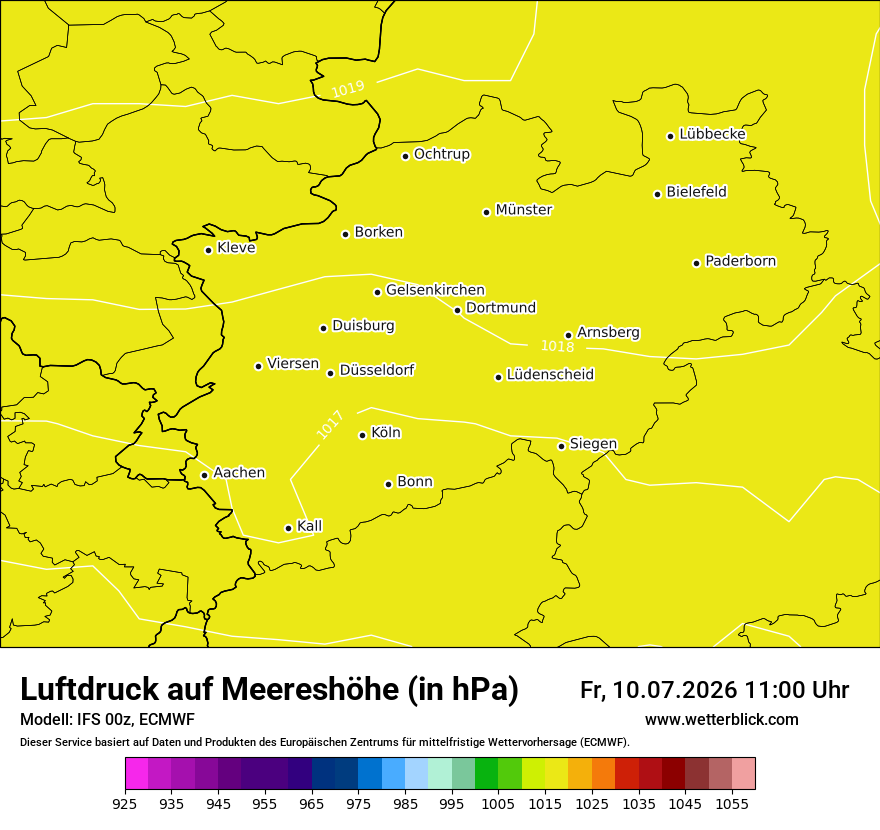 Modellkarte ECMWF – pmsl – nrw