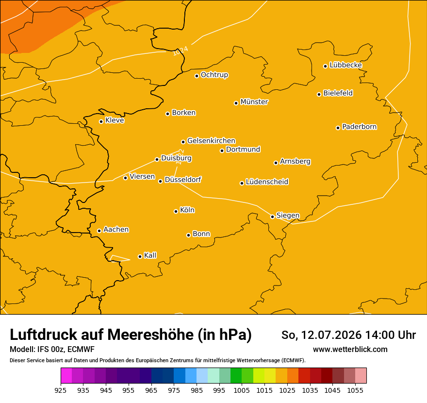 Modellkarte ECMWF – pmsl – nrw