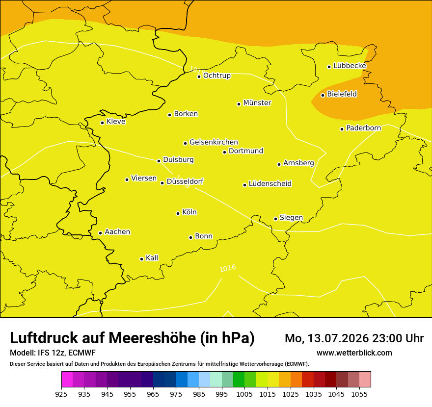 Modellkarte ECMWF – pmsl – nrw